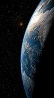 View of Earth from space showcasing vibrant colors and intricate details of oceans and land masses photo