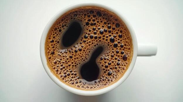 Freshly roasted coffee beans arranged on a white background showcasing rich color and texture photo