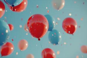 Colorful balloons float in the air creating a festive atmosphere for celebrations and events photo