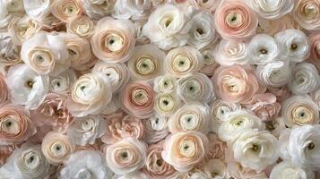 Creamy white flowers arranged beautifully in a natural pattern suitable for decoration or events photo