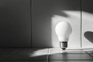Unique light bulb casting shadows on a colorful wall in a modern interior setting photo