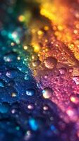 Colorful crystal with rainbow sparkles resting on a vivid background photo