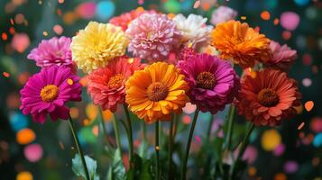 Vibrant arrangement of assorted flowers showcasing color and beauty in a natural setting photo