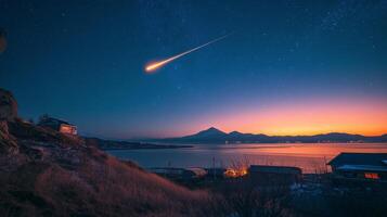Stunning comet travels through vibrant cosmic clouds in a distant galaxy photo