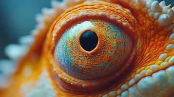 Vibrant close-up of a colorful lizard showcasing its unique textured skin and striking features photo