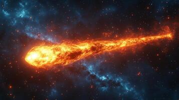 Stunning comet travels through vibrant cosmic clouds in a distant galaxy photo