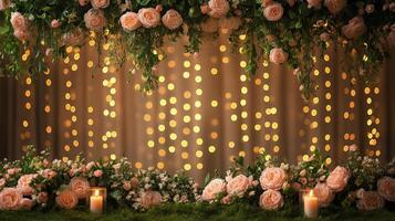 Beautiful floral arrangement with soft lights creating a romantic atmosphere for a special event photo
