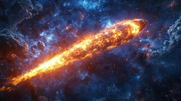 Stunning comet travels through vibrant cosmic clouds in a distant galaxy photo