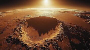 Explore the surface of Mars showcasing its rugged landscape and crater formations during quiet cosmic moments photo