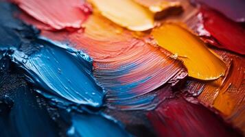 Vibrant colors of oil paint arranged artistically on a palette during an afternoon of creative expression photo