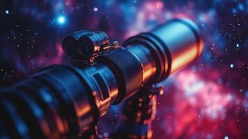 Explore the cosmos with a powerful telescope capturing the beauty of the night sky and distant galaxies photo