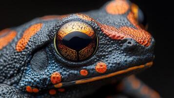 Colorful frog close-up showcasing vibrant patterns and textures in natural habitat photo