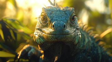 Close-up view of a unique lizard showcasing detailed textures in its habitat photo