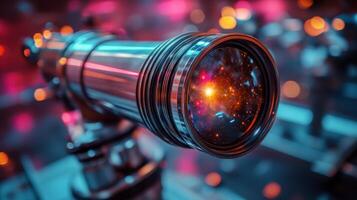 Explore the cosmos with a powerful telescope capturing the beauty of the night sky and distant galaxies photo