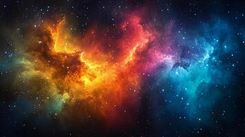 Cosmic nebula with bright stars and deep colors illuminated in the vast universe photo