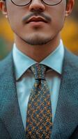 Man in a tailored suit adjusting his tie in a classy indoor setting during the daytime photo