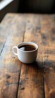 Enjoying a fresh cup of coffee in a cozy cafe with a rustic ambiance and wooden decor photo