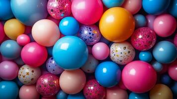 Colorful arrangement of spheres in a vibrant abstract design showcasing playful shapes and tones photo