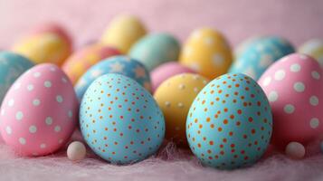 Creative and colorful decorated eggs arranged in a pleasing pattern for a festive celebration photo