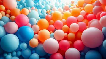 Colorful arrangement of spheres in a vibrant abstract design showcasing playful shapes and tones photo