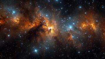 Cosmic nebula with bright stars and deep colors illuminated in the vast universe photo