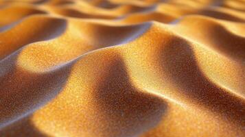 Sand dunes glisten under sunlight creating beautiful patterns in a serene desert landscape photo