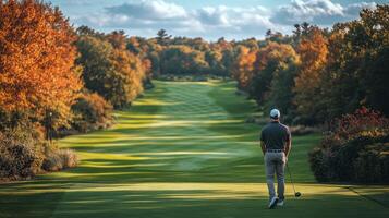 Golfing with ocean views on a sunny day in a coastal landscape photo