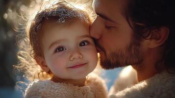 Intimate moment between mother and child captured in soft light photo