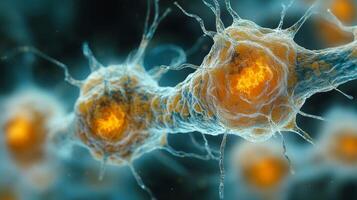 Detailed view of colorful cells under a microscope showing complex structures and textures photo