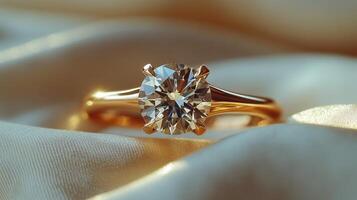 Elegant golden ring featuring a large orange gemstone and intricate diamond accents photo