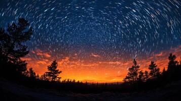 Cosmic meteor shower lights up the night sky with fiery trails across the universe photo