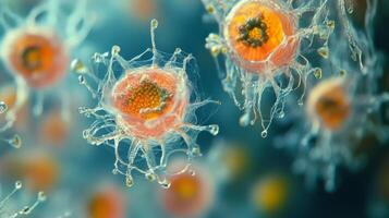 Colorful microscopic organisms floating in the water column create a vibrant underwater ecosystem photo