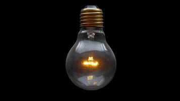 Vintage light bulb glowing brightly against a black background showcasing classic design photo