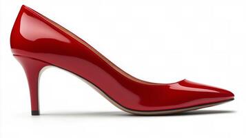 Elegant red high-heeled shoe designed for fashionable occasions in a contemporary style photo