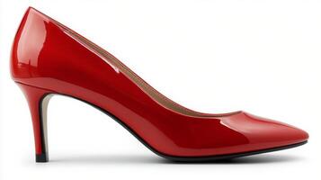 Elegant red high-heeled shoe designed for fashionable occasions in a contemporary style photo