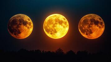 Lunar phases captured against a dark sky showcasing the progression from new moon to full moon photo