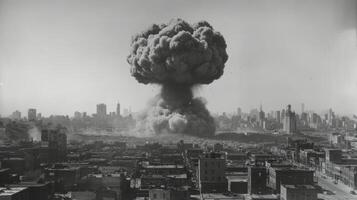 Massive explosion in urban landscape causes widespread destruction and shock photo