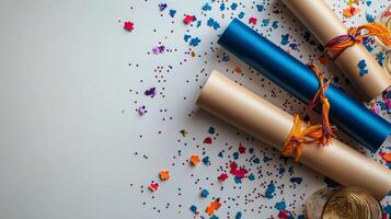 Celebration with sparkling drinks, confetti, and festive decorations at a joyous gathering photo