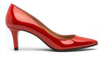Elegant red high-heeled shoe designed for fashionable occasions in a contemporary style photo