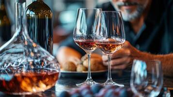 Wine tasting experience at a wine shop with a sommelier preparing red wine photo