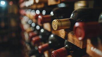 Elegant underground wine cellar with arching ceilings and soft golden lighting photo