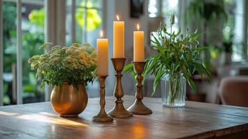 Warm candles illuminate a cozy restaurant during a quiet evening photo