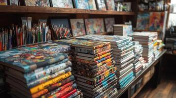 Art supplies and creative workspace displayed in a bright, organized studio for inspiration photo