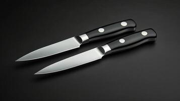 High-quality kitchen knives displayed on a dark background for culinary enthusiasts and professionals photo