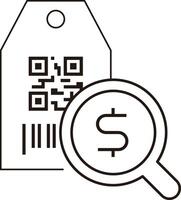 Scanning the tag to find the price, Bar code and QR code scan line icon vector