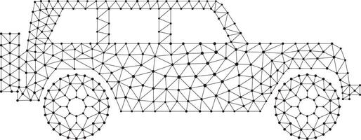 Concept of the car, point and line compose are connected to a car vector