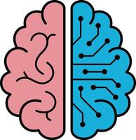 Human brain and artificial intelligence concept, top view vector