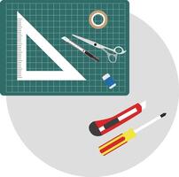 Office tools on the desk, top view, illustration vector