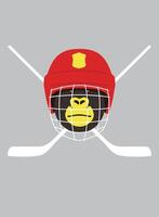 Portrait of gorilla, wearing helmet, like hockey player, cool style vector