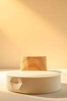 two-tiered display platforms a minimalist setting photo